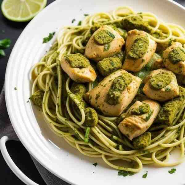 Паста с курицей и песто